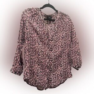PAIGE Pink and Navy Floral Blouse